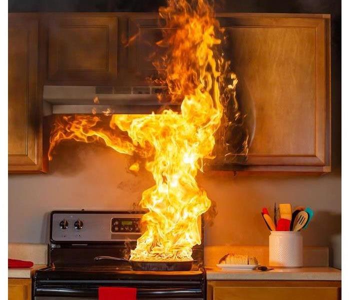 Grease fire in kitchen